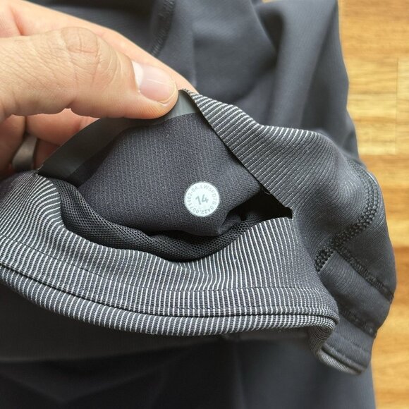 Lululemon Base Pace High Rise Tight Leggings 24" Gray Black Ribbed Sz 14 Pocket - Picture 11 of 14